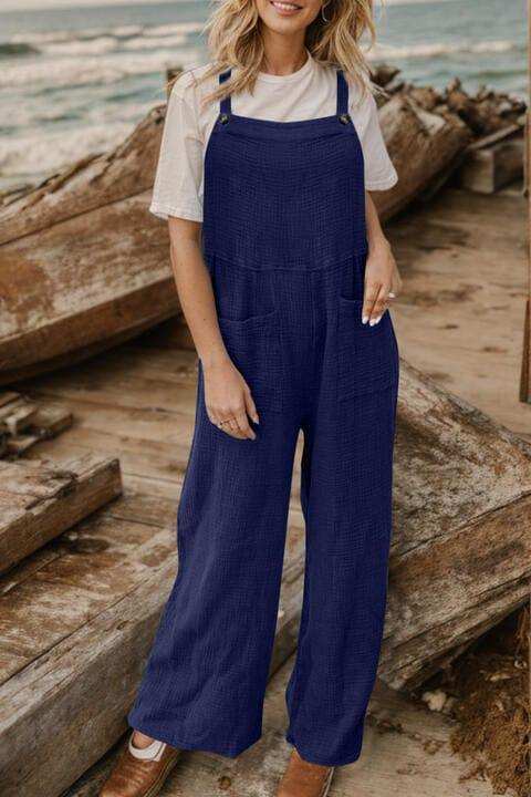 Full Size Wide Leg Front Pocket Jumpsuit - Trendsi - Flyclothing LLC