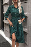 Polka Dot Tied Button Up Dress - Trendsi