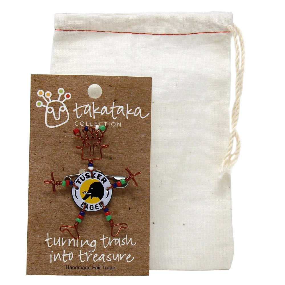 Dancing Girl Tusker Bottle Cap Pin with Beads - Creative Alternatives - Creative Alternatives - Flyclothing LLC