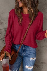 Double Take Full Size Round Neck Long Sleeve T-Shirt - Trendsi - Flyclothing LLC