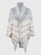 Fringe Detail Open Front Poncho - Trendsi - Flyclothing LLC