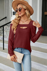 Cold Shoulder Square Neck Cutout Blouse - Trendsi