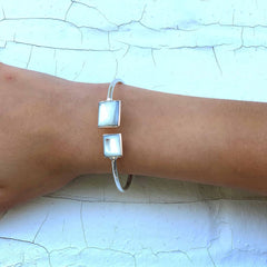 Cuff Bracelet, Mother of Pearl Square - Artisana