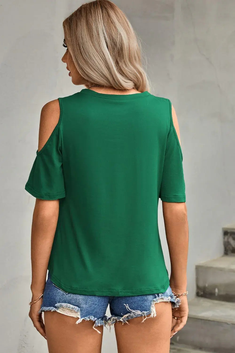 Tied Cutout Cold-Shoulder Top - Trendsi - Flyclothing LLC