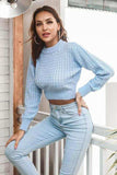 Round Neck Long Sleeve Cropped Sweater - Trendsi - Flyclothing LLC