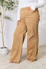 RISEN Full Size Fringe Hem Wide Leg Jeans - Trendsi - Flyclothing LLC