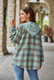 Plaid Long Sleeve Hooded Jacket - Trendsi - Flyclothing LLC