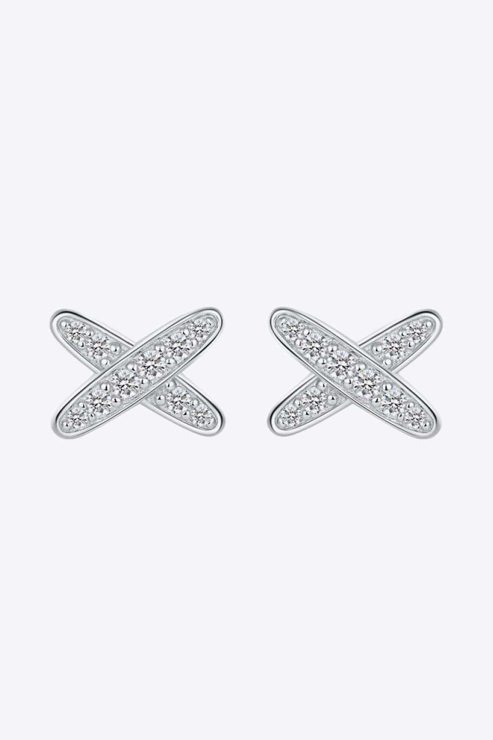 925 Sterling Silver X-Shape Moissanite Earrings - Trendsi - Flyclothing LLC