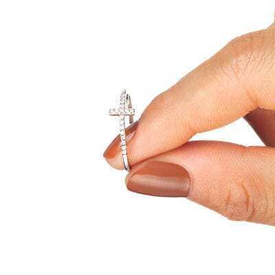 Cross Inlaid Zircon 925 Sterling Silver Ring - Trendsi - Flyclothing LLC