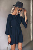 Tie Neck Flare Sleeve Mini Dress - Trendsi - Flyclothing LLC