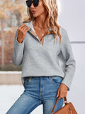 Spliced Plaid Quarter-Snap Mock Neck Top - Trendsi - Flyclothing LLC