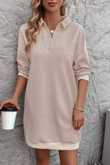 Johnny Collar Dropped Shoulder Dress - Trendsi - Flyclothing LLC
