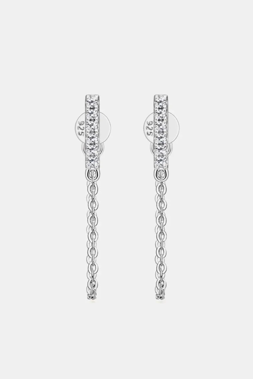 Moissanite 925 Sterling Silver Connected Earrings - Trendsi - Flyclothing LLC
