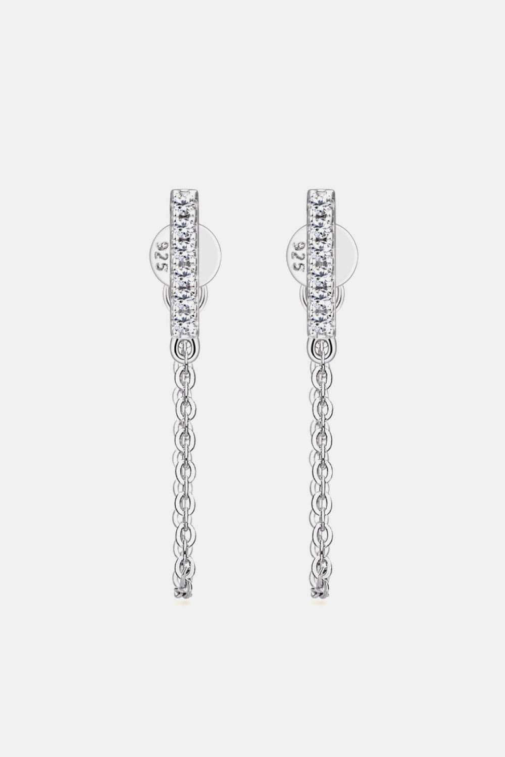 Moissanite 925 Sterling Silver Connected Earrings - Trendsi - Flyclothing LLC