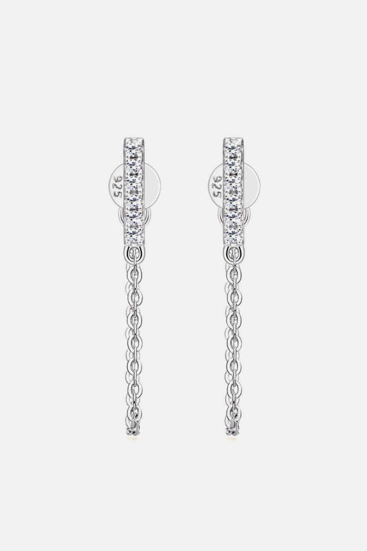 Moissanite 925 Sterling Silver Connected Earrings - Trendsi - Flyclothing LLC