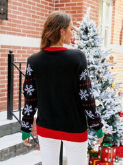Santa Round Neck Long Sleeve Sweater - Trendsi
