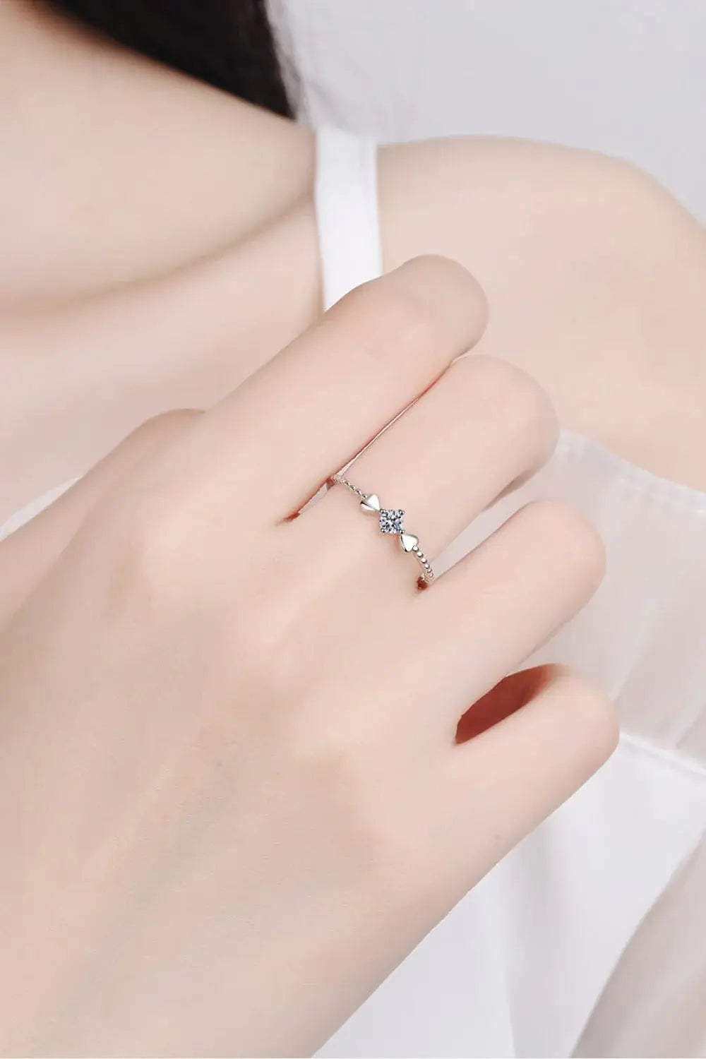 Moissanite Heart 925 Sterling Silver Ring - Trendsi - Flyclothing LLC