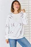 Sequin Ball Round Neck Dropped Shoulder Sweatshirt - Trendsi