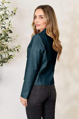 Mock Neck Zip Up Jacket - Trendsi - Flyclothing LLC