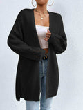 Open Front Dropped Shoulder Slit Cardigan - Trendsi - Flyclothing LLC