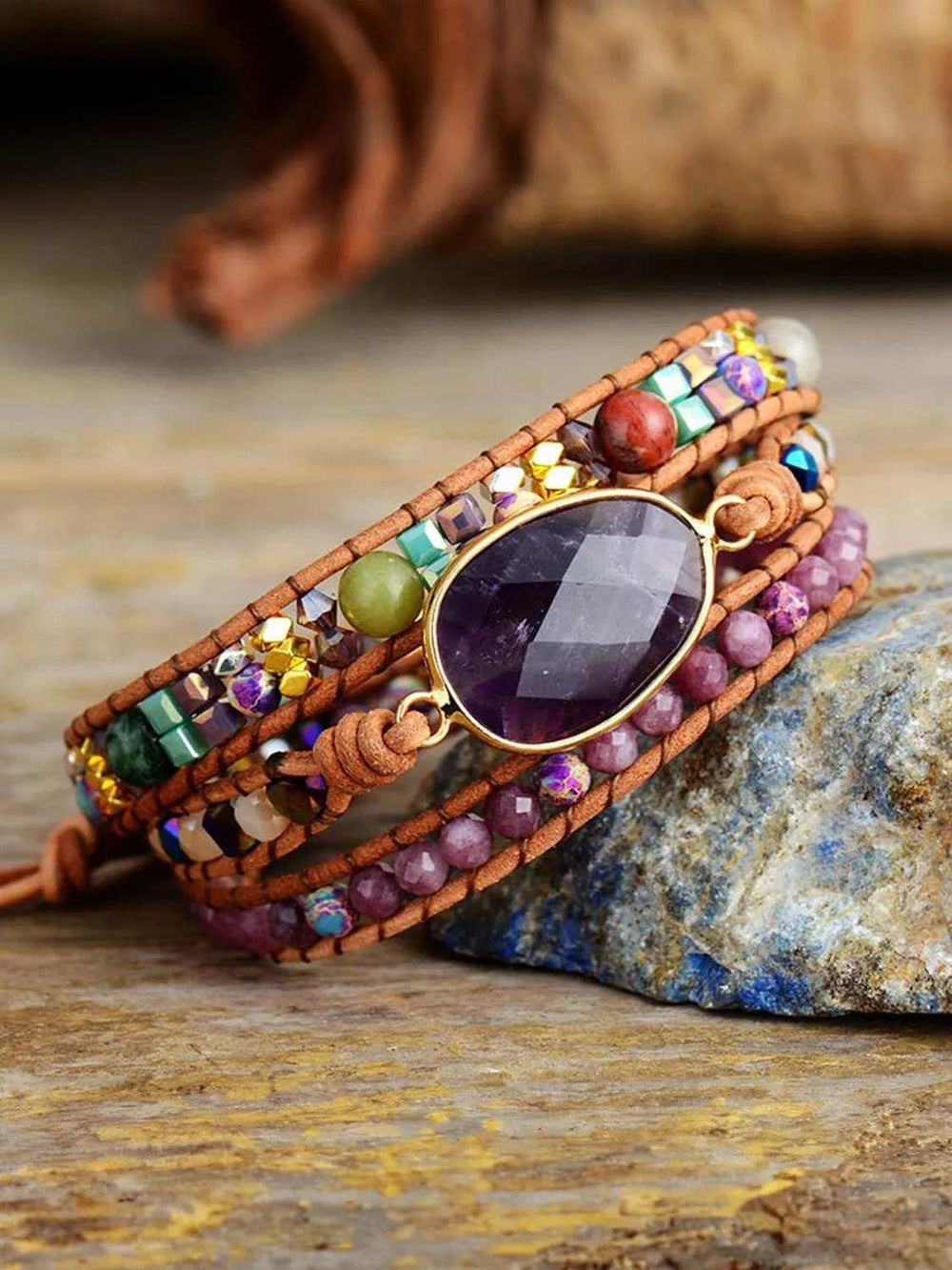 Triple-Layer Amethyst Bracelet - Trendsi - Flyclothing LLC