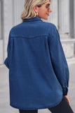 Collared Neck Dropped Shoulder Denim Top - Trendsi - Flyclothing LLC