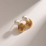 18K Gold-Plated Stainless Steel Shell Shape Earrings - Trendsi