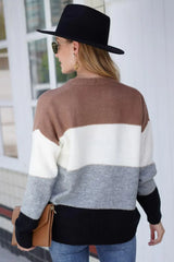 Color Block V-Neck Button Down Cardigan - Trendsi - Flyclothing LLC