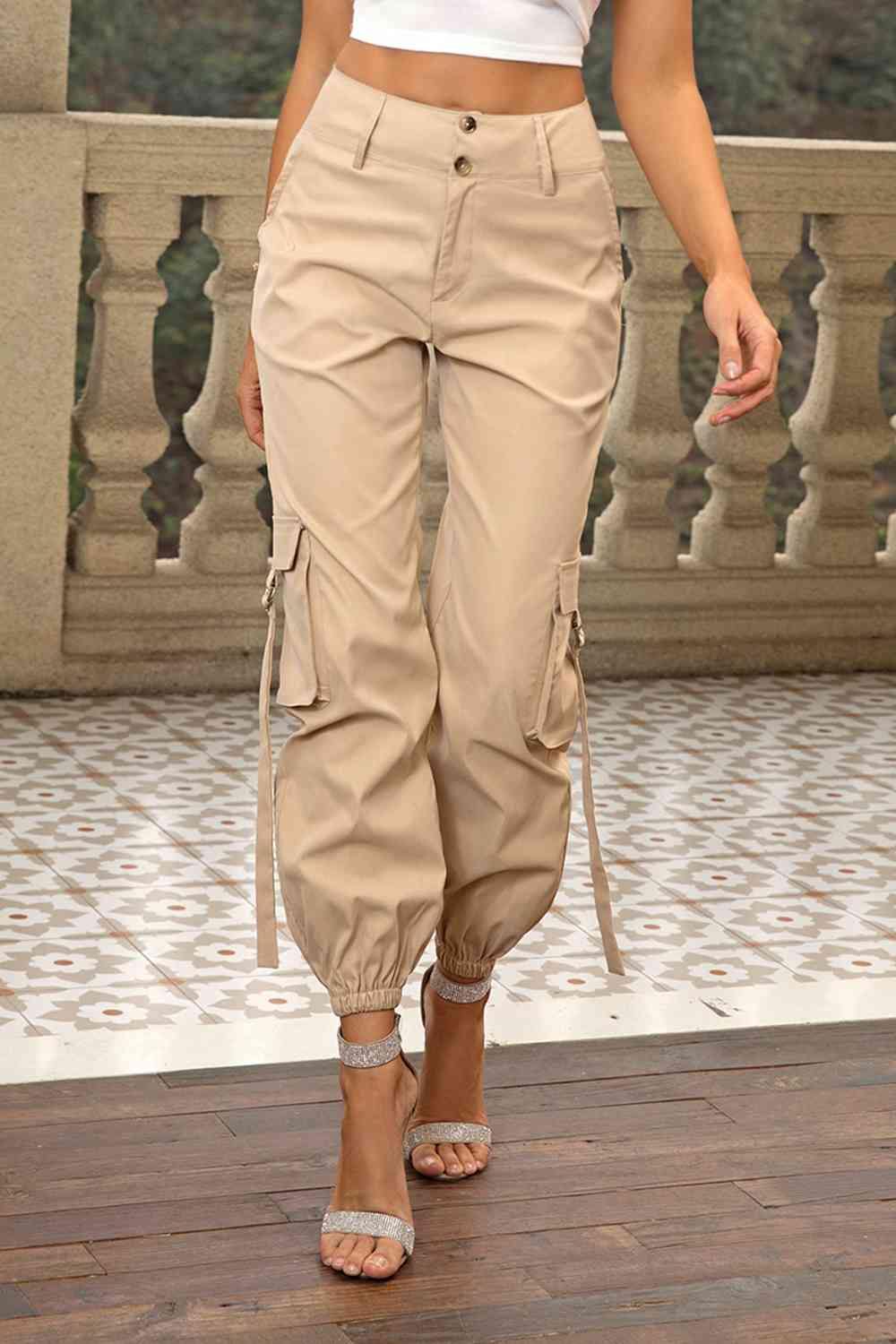 High Waist Cargo Pants - Trendsi