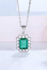 1.5 Carat Lab-Grown Emerald Pendant 925 Sterling Silver Necklace - Trendsi - Flyclothing LLC