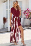 Smocked High-Low Printed Surplice Dress - Trendsi - Flyclothing LLC