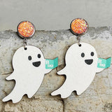 Ghost Shape Wooden Dangle Earrings - Trendsi