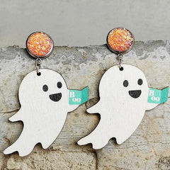 Ghost Shape Wooden Dangle Earrings - Trendsi