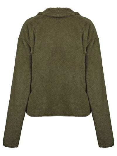 Plush Open Front Dropped Shoulder Jacket - Trendsi - Flyclothing LLC