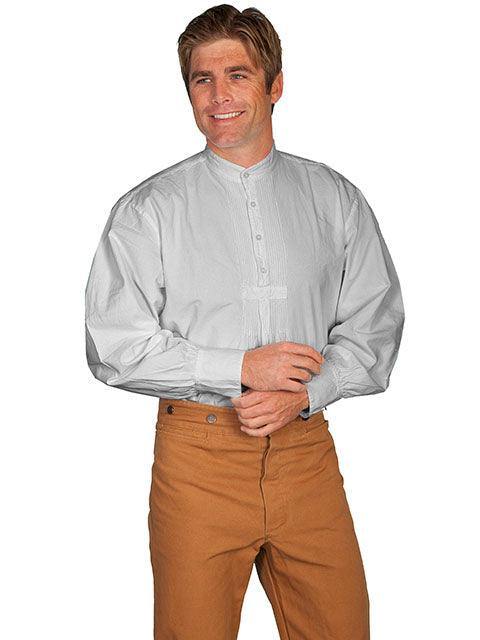 Scully Leather Light Grey Pleated Front Pullover Mens Shirt - Scully Leather