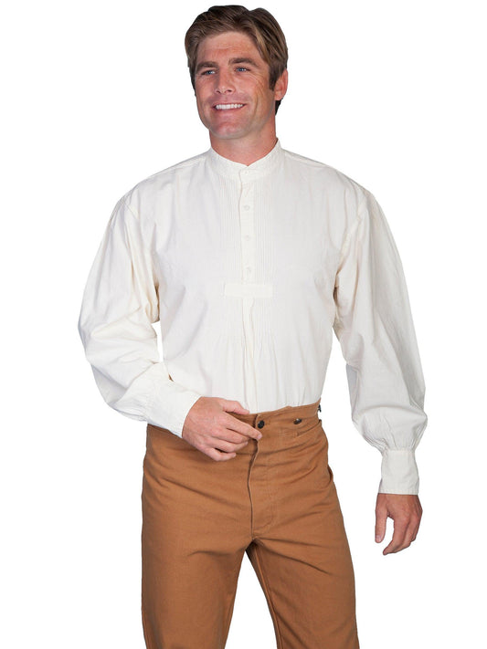 Scully Leather Natural Pleated Front Pullover Mens Shirt - Scully Leather