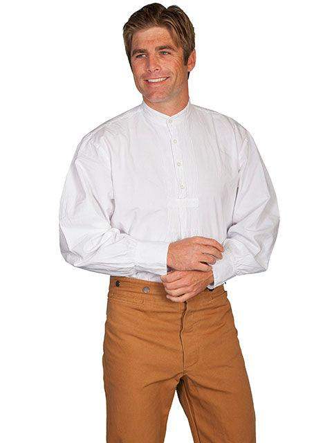Scully Leather White Pleated Front Pullover Mens Shirt - Scully Leather - Flyclothing LLC