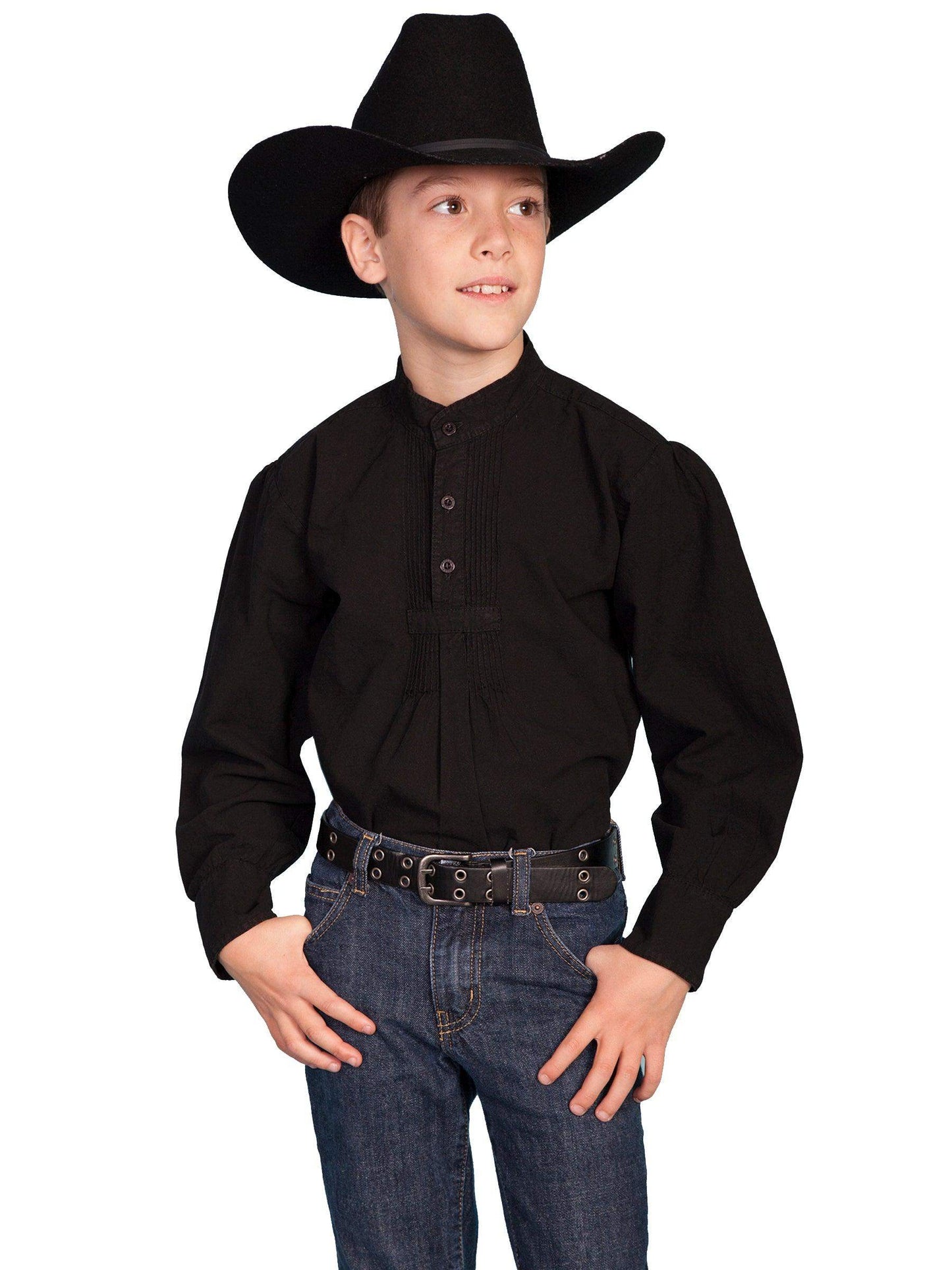 Scully BLACK KIDS PLEATED FRONT PULLOVER - Scully Leather - Flyclothing LLC