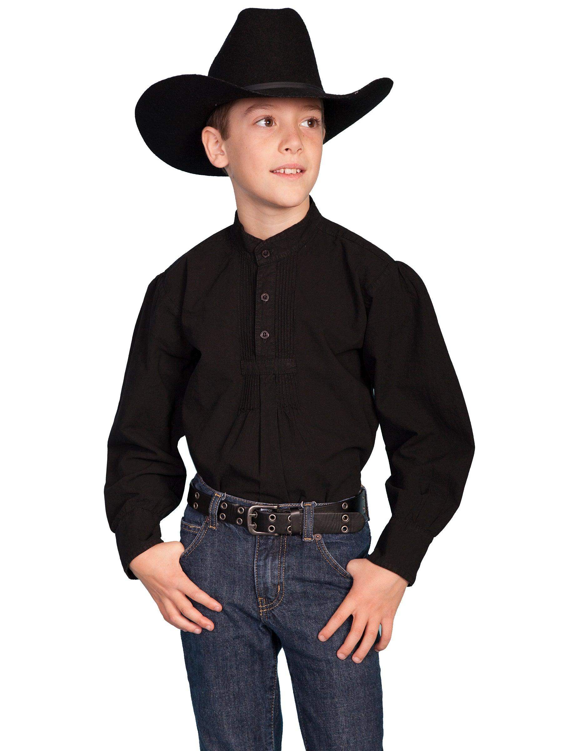 Scully BLACK KIDS PLEATED FRONT PULLOVER - Scully Leather - Flyclothing LLC