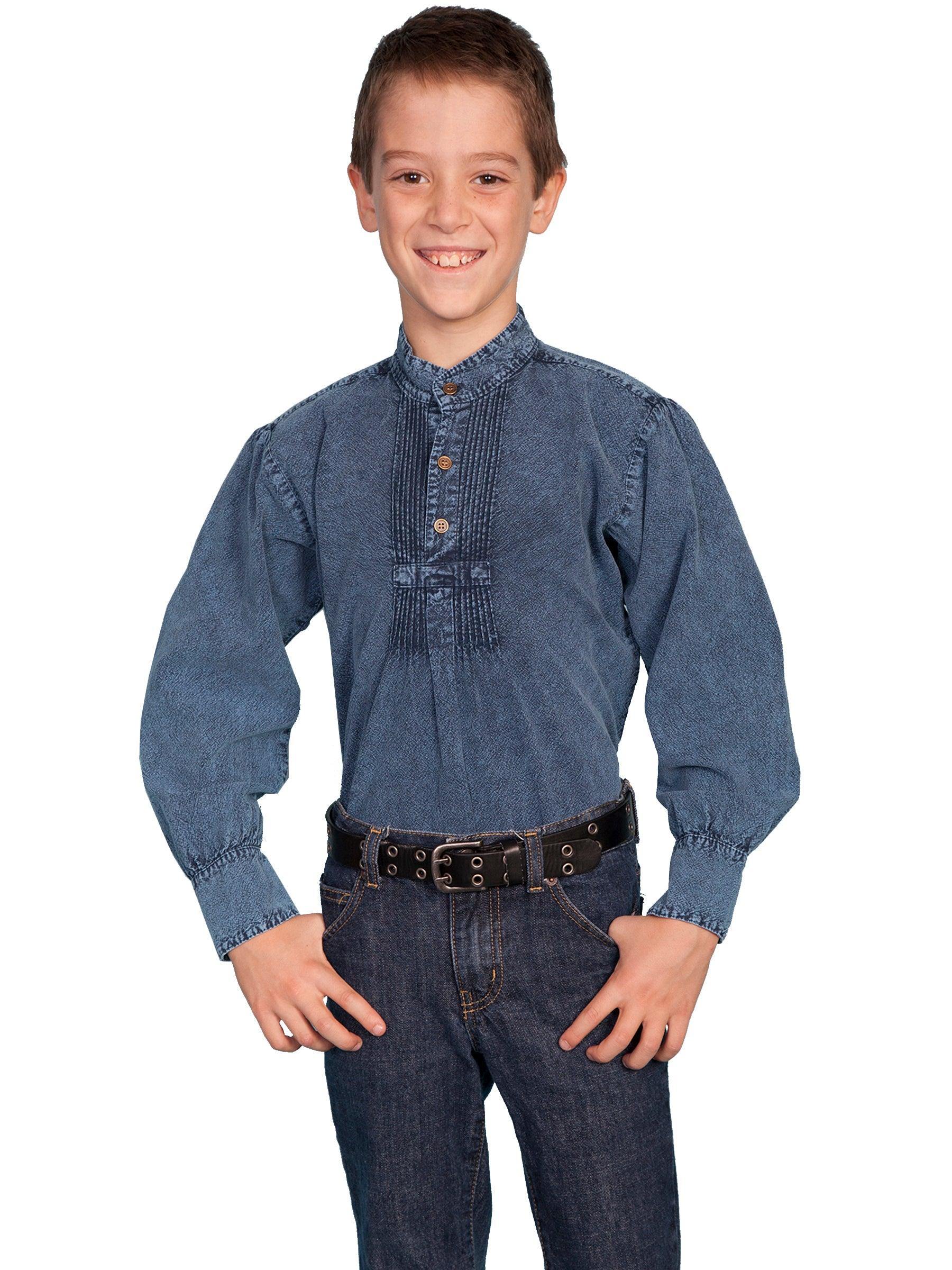 Scully DARK BLUE KIDS PLEATED FRONT PULLOVER - Scully Leather