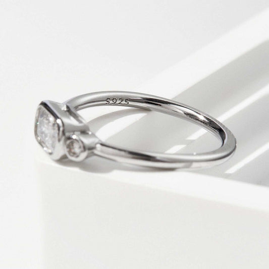925 Sterling Silver Geometric Zircon Ring - Trendsi - Flyclothing LLC
