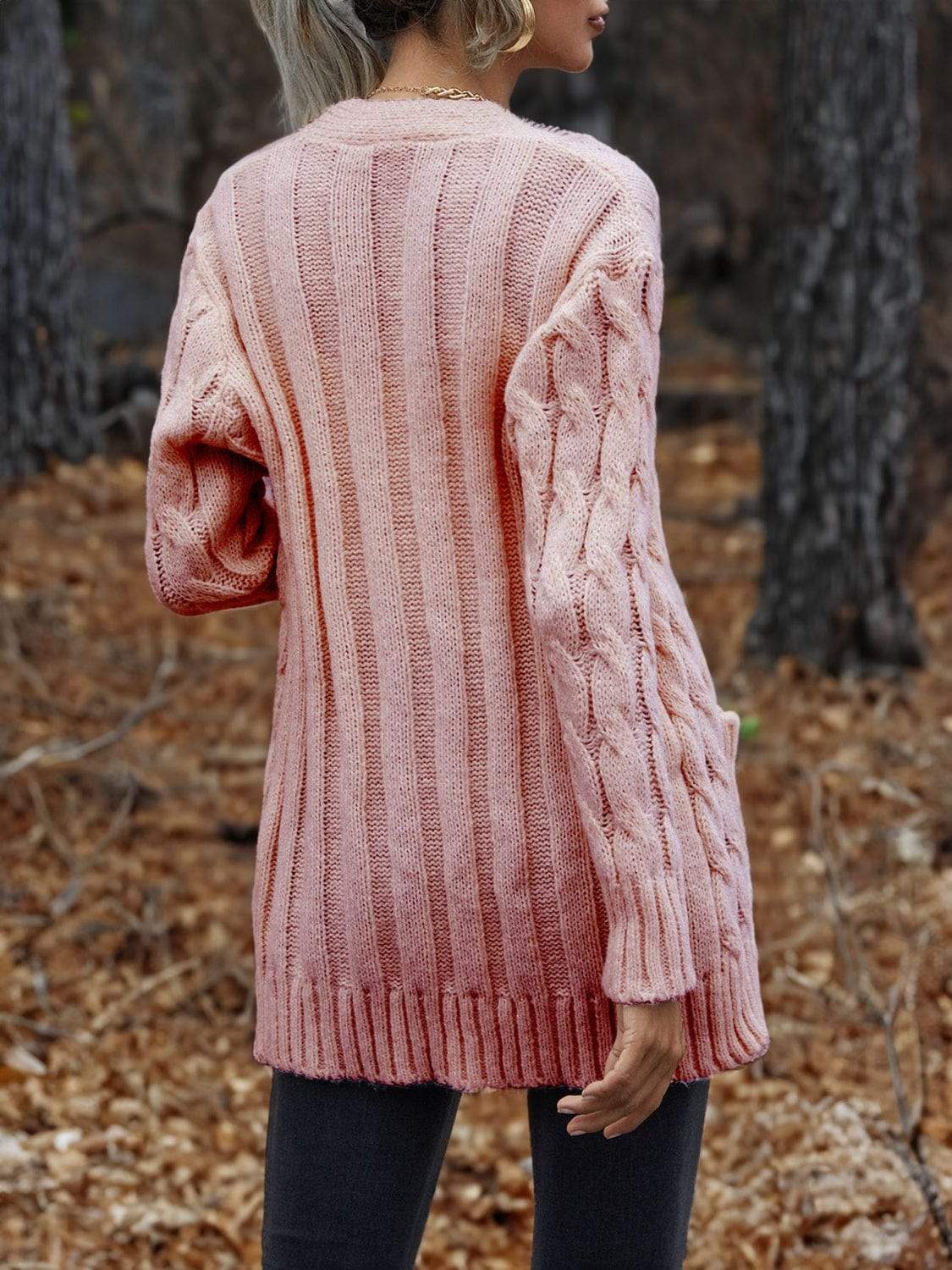 Cable-Knit Button Down Cardigan - Trendsi - Flyclothing LLC