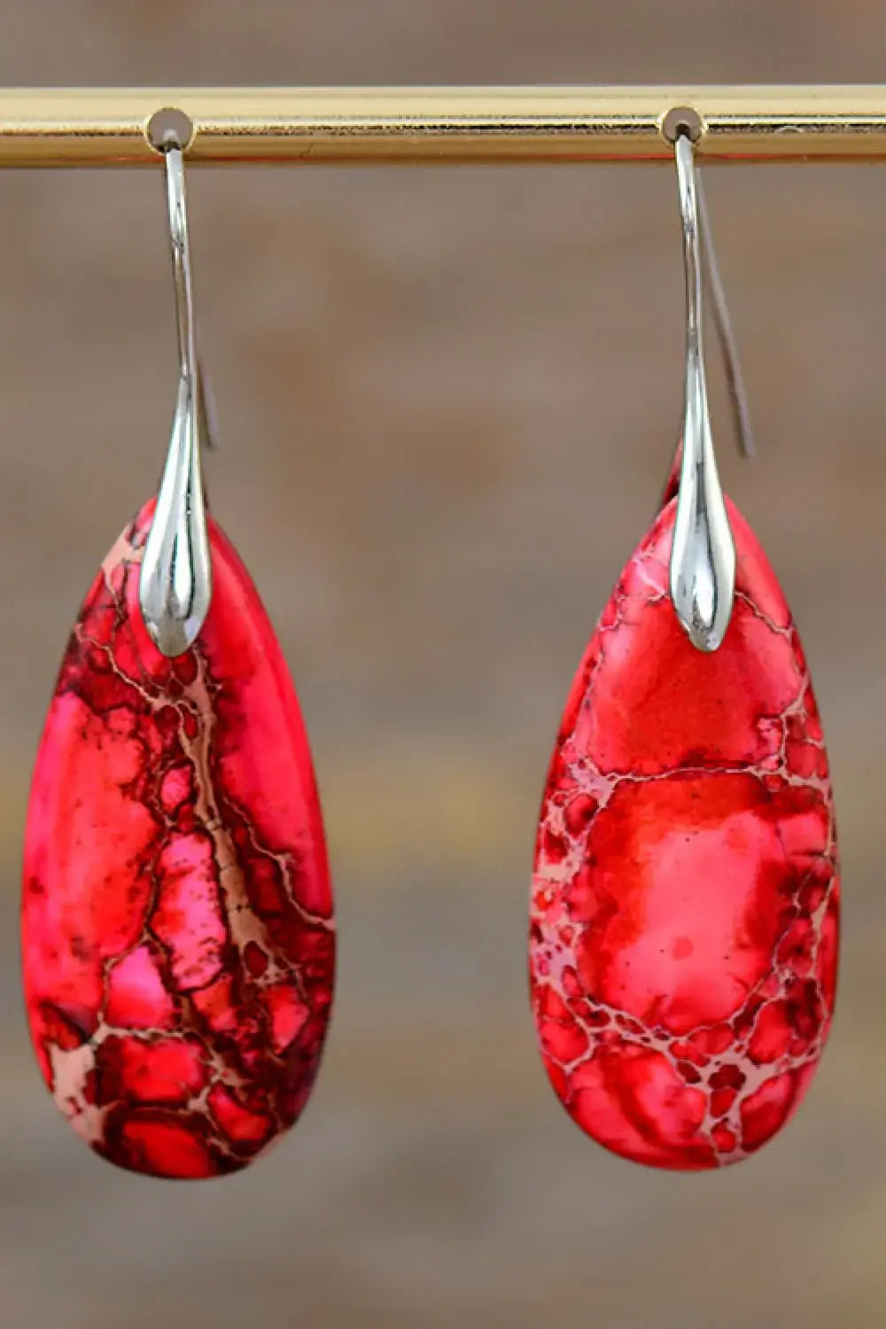 Handmade Teardrop Shape Natural Stone Dangle Earrings - Trendsi - Flyclothing LLC