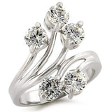 Alamode High-Polished 925 Sterling Silver Ring with AAA Grade CZ in Clear - Alamode