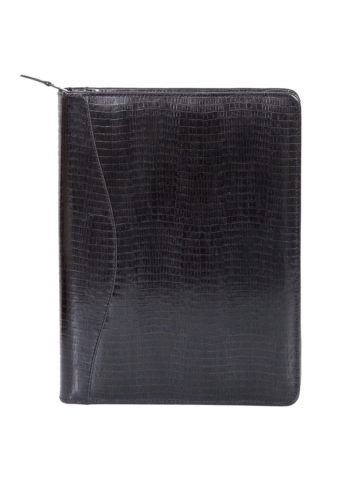 Scully Leather Black Lizard Leather Wirebound Zip Letter Pad - Flyclothing LLC