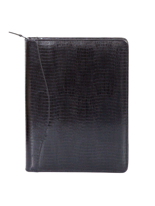 Scully Leather Black Lizard Leather Wirebound Zip Letter Pad - Scully Leather - Flyclothing LLC