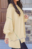 Slit Round Neck Lantern Sleeve Sweatshirt - Trendsi - Flyclothing LLC