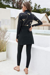 Printed Turtleneck Long Sleeve Top and Pants Swim Set - Trendsi - Flyclothing LLC
