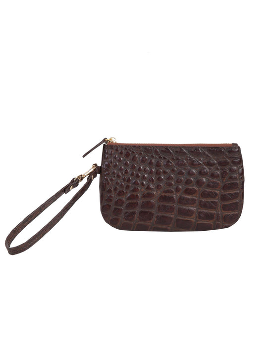 Scully Leather Chocolate Lg. Croco Embossed Leather Coin Purse - Flyclothing LLC