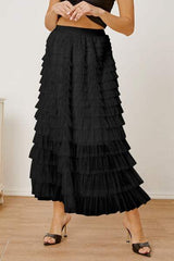 Ruched High Waist Tiered Skirt - Trendsi - Flyclothing LLC